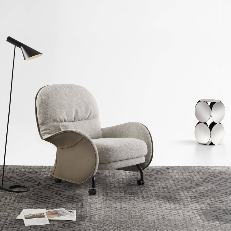Lounge Chair Upholstered in Woolen Cozy and Stylish ,Comfortable Arm Chair Durable Design for Living Room or Office -Grey