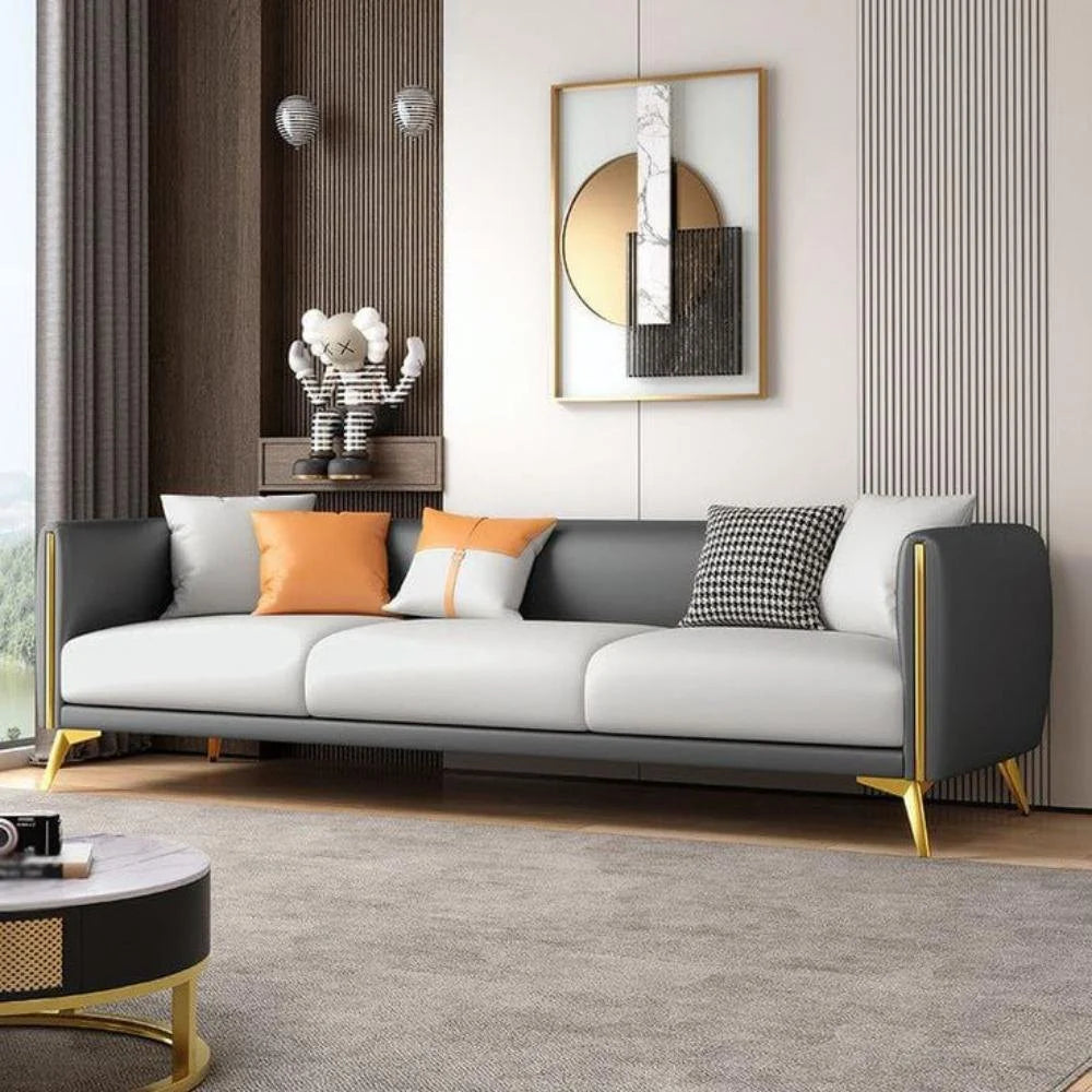 Premium 3 Seater Sofa for Living Room – Suede Upholstery, Superior Fabric, and Sturdy Wood Frame for a Modern Look and Lasting Durability.