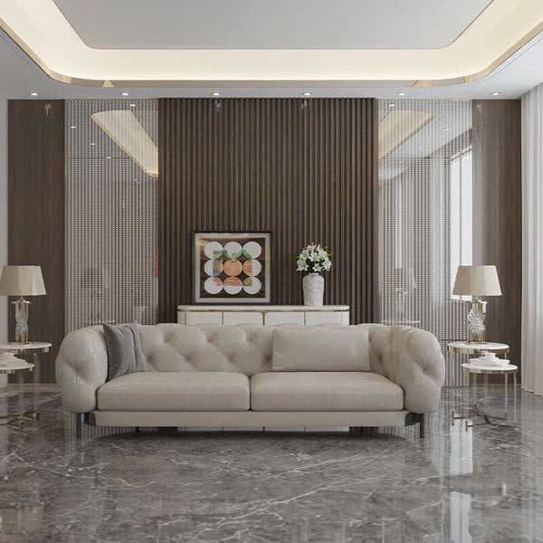 3 Seater Sofa For Home Furniture Upholstered velvet, Comfortable & Soft Luxury Couch for Living Room & Hall - Light Brown (Copy)