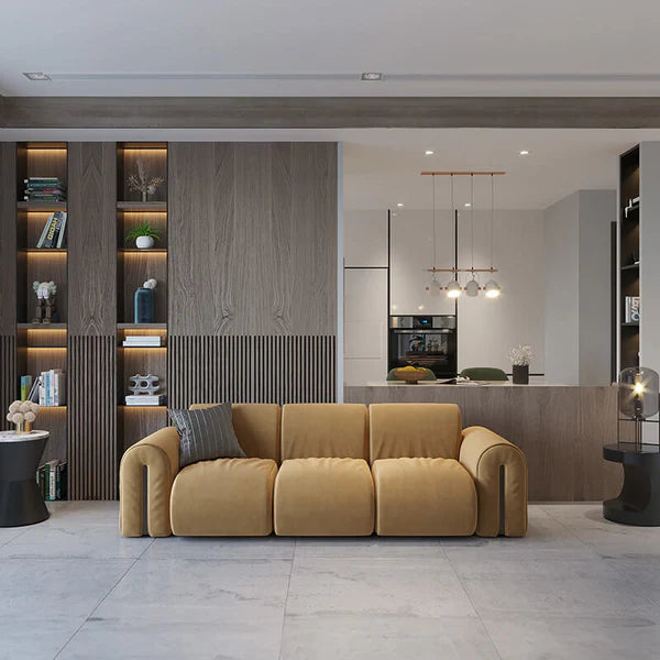 3-Seater Italian Sofa upholstered in rich velvet, combining long-lasting comfort with a sleek, modern, and luxurious design aesthetic.