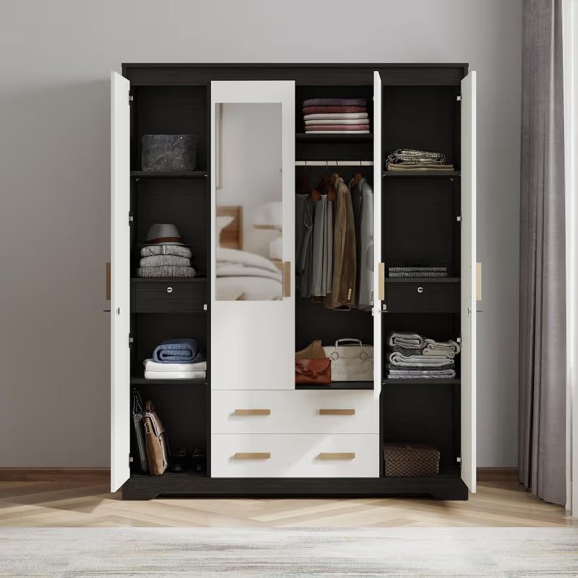 Multi-Use Storage Cabinet – Open Display Areas and Closed Units in Modern Wood Design