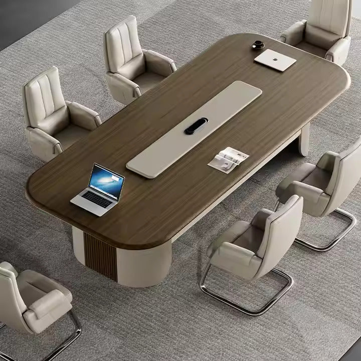 Conference Table for Office Furniture Oval-shape Premium High Quality Made in Plywood with Veneer & Wire Manager