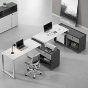 Modern L-Shape Office Desk with Integrated Storage & Dual Workstations - Ideal for Home & Corporate Offices