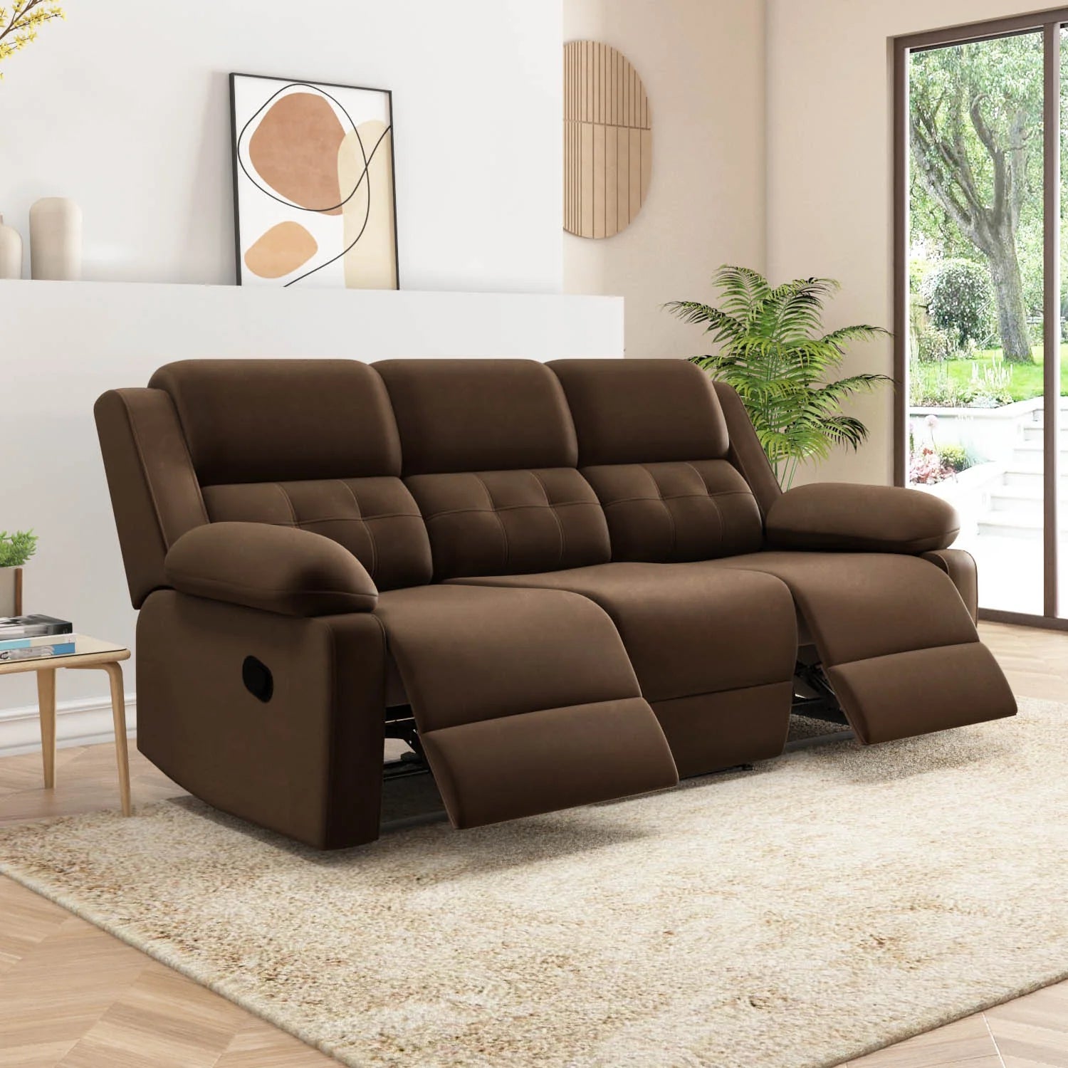 Contemporary 3-Seater Recliner Sofa with PU Leatherette Upholstery, Soft Cushioning, Smooth Recline, and Back Support
