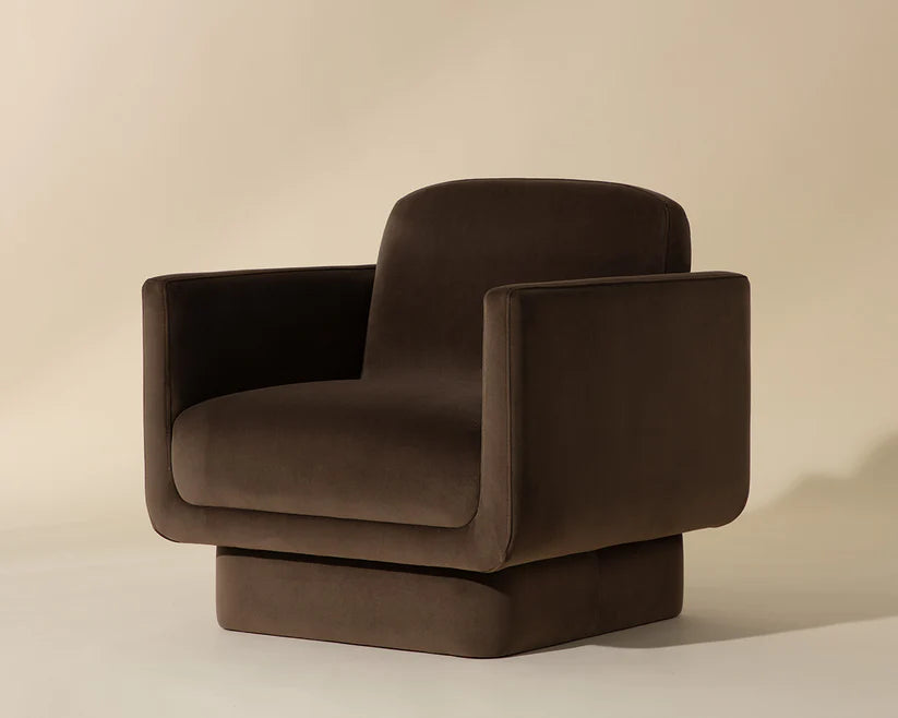 Lounge Chair Upholstered in Polyester Cozy and Stylish ,Comfortable Arm Chair Durable Design for Living Room or Office -Dark Brown