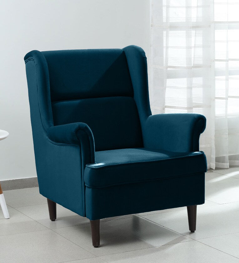 Lounge Chair For Home Furniture Premium & Durable Design Upholstery Velvet Comfortable Seating for Living Room & Offices - Navy Blue