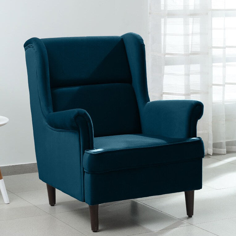 Lounge Chair For Home Furniture Premium & Durable Design Upholstery Velvet Comfortable Seating for Living Room & Offices - Navy Blue