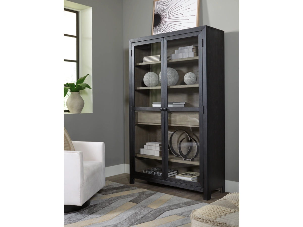 Wooden Storage Cabinet with Glass Doors and Wooden Shelves, Compact Design for Space-Saving Storage