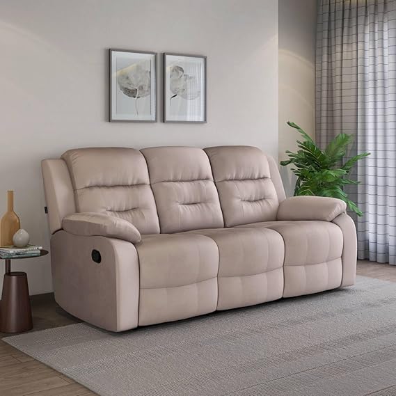 Modern 3-Seater Recliner Sofa with PU Leatherette Finish, Comfortable Padding, Easy Recline, and Ergonomic Support