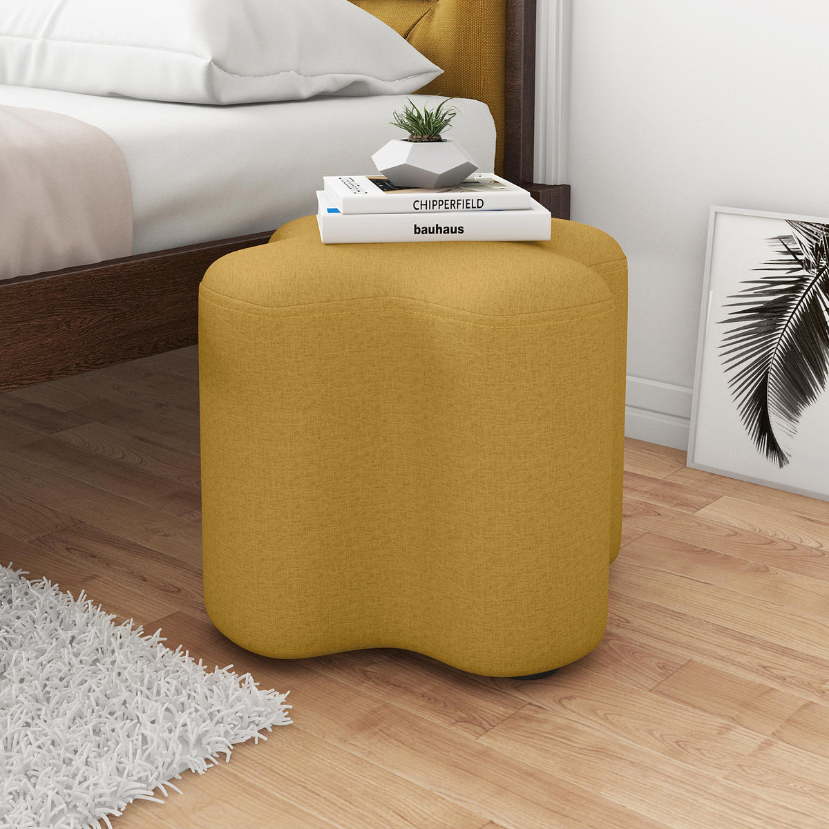 Ottoman for Home Furniture with Modern Design and Premium Upholstered with Wood Base for Living Room.