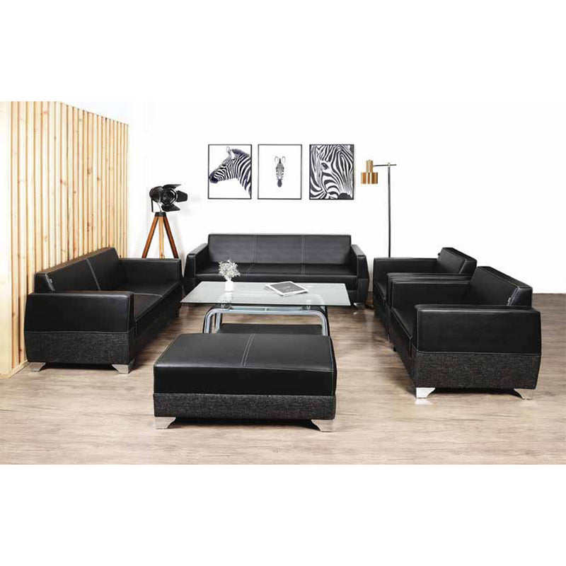 Black Leatherette Upholstery with Metal frame Sofa