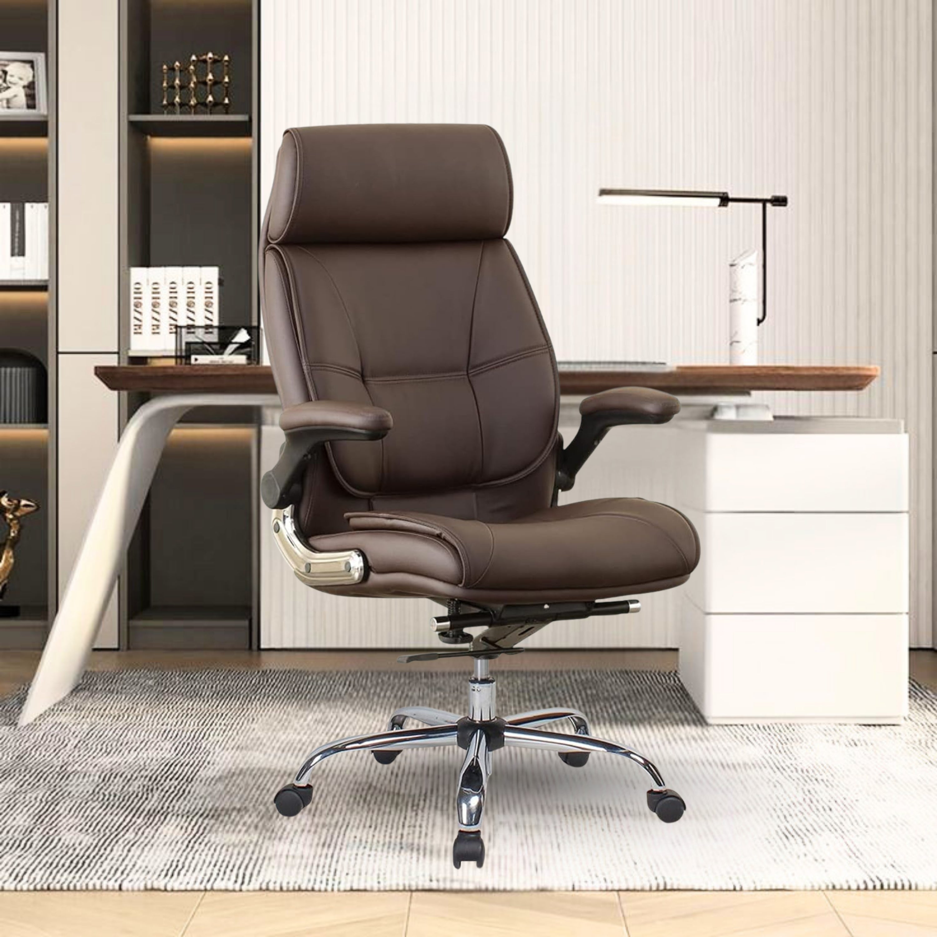 High Back Director Office Chair Ergonomic Leatherette Executive Chair with Adjustable Armrests, Comfortable Revolving Desk Chair for Office