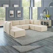 7 Seater Sofa & Wide Symmetrical Modular Corner Design Upholstery Suede Modern And Durable Design For Living Room - Off White