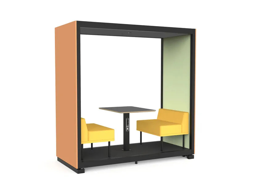Office Focus Booth with Enclosed Seating Space with Contemporary 2-Seater with Privacy Enclosure.