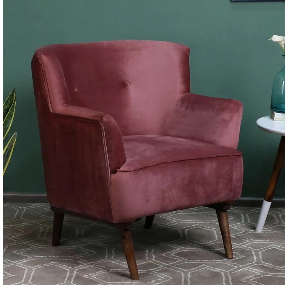 Lounge Chair For Home Furniture Upholstered in Velvet Cozy and Stylish, Comfortable Durable Design for Living Room Or Office -Purple