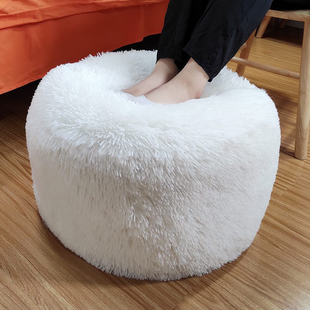 Ottoman For Home Furniture Upholstery Woolen Comfortable Seating Premium And Durable Design & Multi-Functional for Living Room -White
