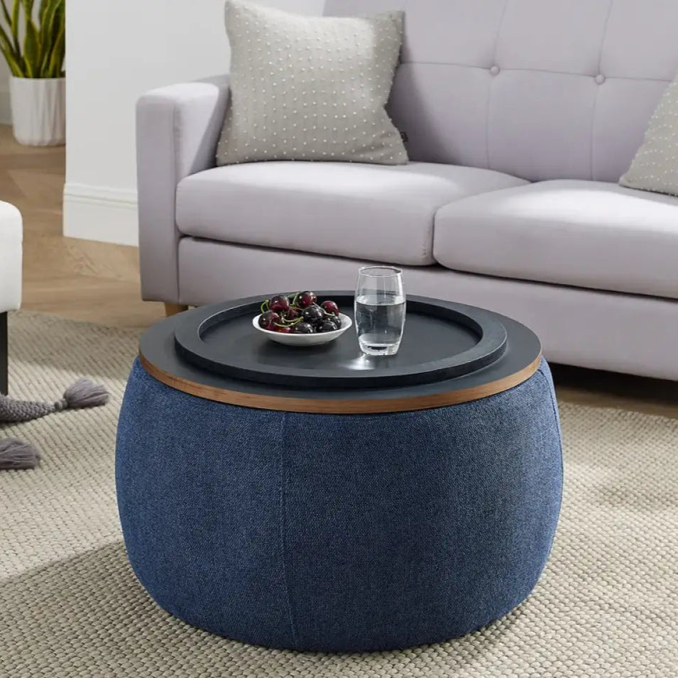 Ottoman Table with Storage – Removable Wood Top Spacious Hidden for Living Room or Lounge.