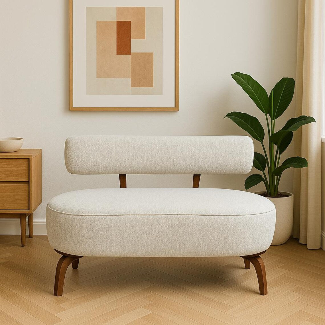 1 Seater Sofa For Home and furniture & Upholstery Fabric Modern and Durable Design for Living Room – Off White