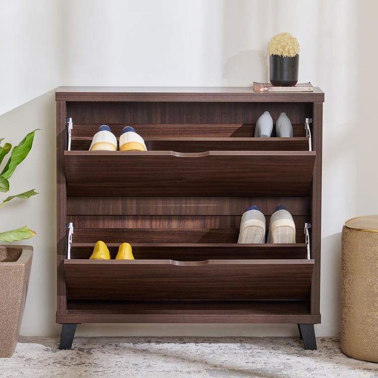 Wooden Shoes Storage Cabinet with Wooden Shelves, Compact Cabinet with Adjustable Storage