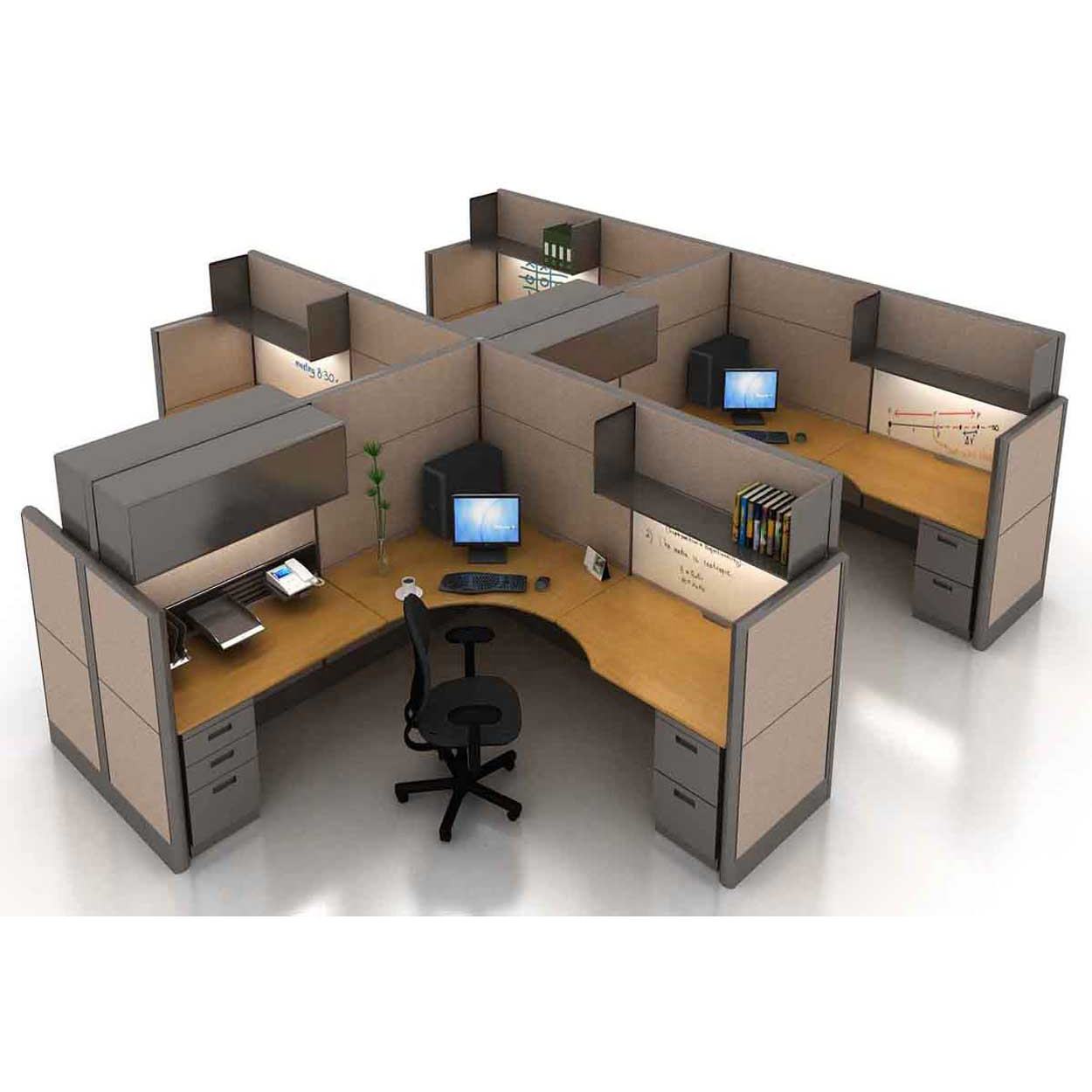 Luxury Modern & Efficient Cubicle Workstations and Design Layout 4 Persons Partition Office Desk
