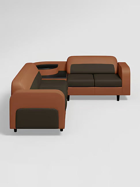 5 Seater Sofa For Home and furniture & Upholstery Fabric, Modern and Durable Design for Living Room – Brown and Black