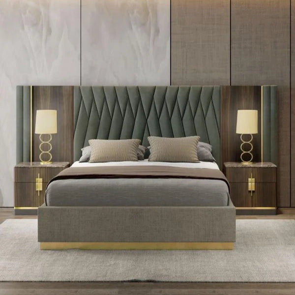 Queen Size Bed with Soft Upholstered Wooden frame, and elegant design—perfectly with lasting bedroom comfort