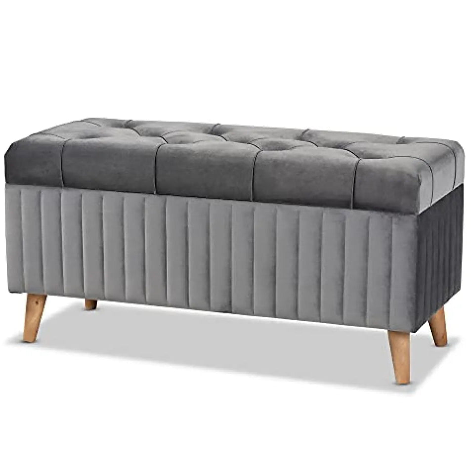 Ottoman – Velvet Upholstery with Foam Padding, Accent for Seating, Footrest or Storage.