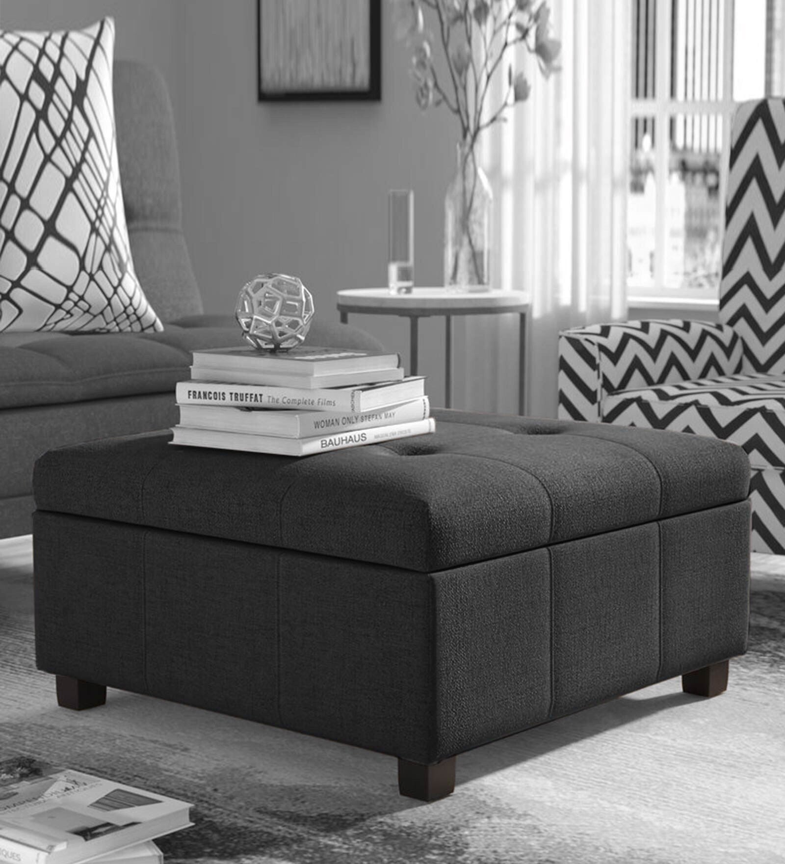 Ottoman Plouffe's For Home Furniture Foot Rest Modern And Durable Design Comfortable Seating for Living Room & Bedroom -Dark Grey