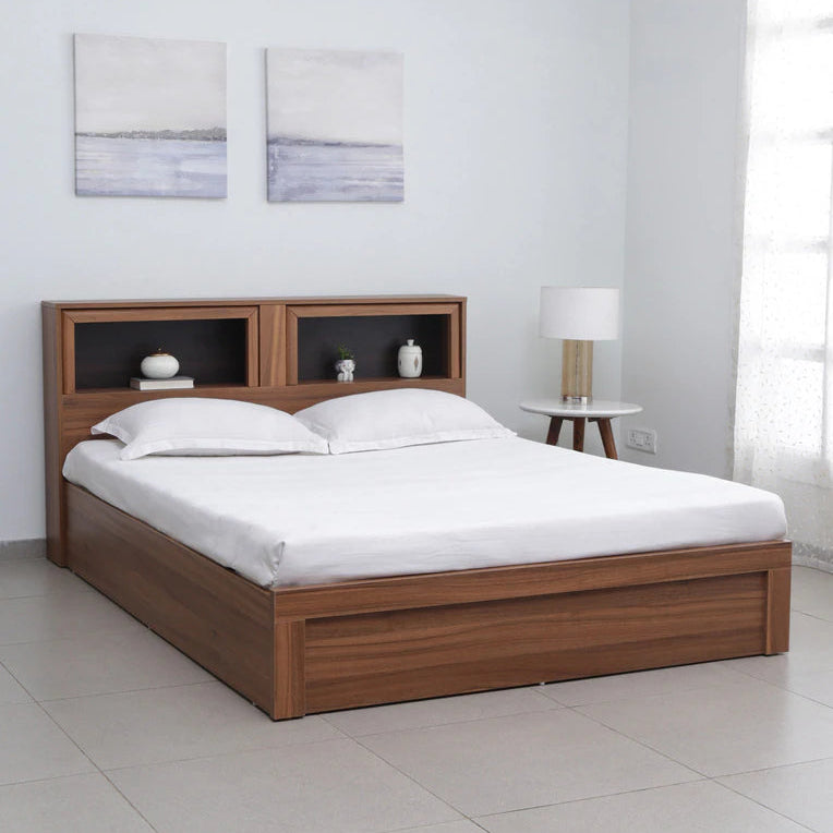 King Size Bed with Box Storage, Sleek Design, Spacious for Stylish Modern Bedrooms