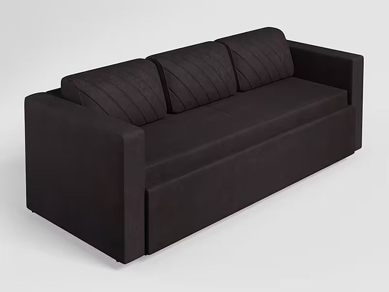 3 + 1  Sofa Cum Bed Leatherette Fabric for Home Furniture Frame Plyboard ,High Density Foam Soft & Comfort Seating for Living Room- Black