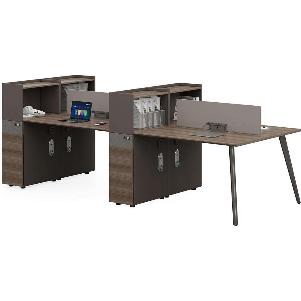 Modern Quad Workstations for Office Furniture - Collaborative Office Desks with Integrated Storage & Privacy Panels