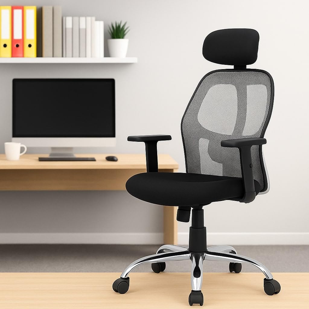Ergonomic High Back Office Chair with Adjustable Height, Mesh Back, Lumbar Support, Armrest & Tilt Lock – Comfortable Swivel & ExecutiveChair for Home & Office Work