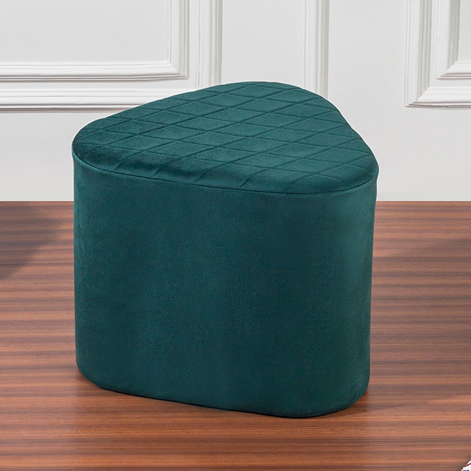 Ottoman Stool For Home Furniture Modern And Durable Design For Living Room, Triangular Plouffe For Bedroom Or Office -Green