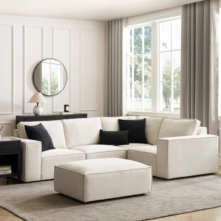 5 Seater L Shape sofa Modern Design upholstery fabric Durable and Comfort Seating & Support Padded Perfect for living Room