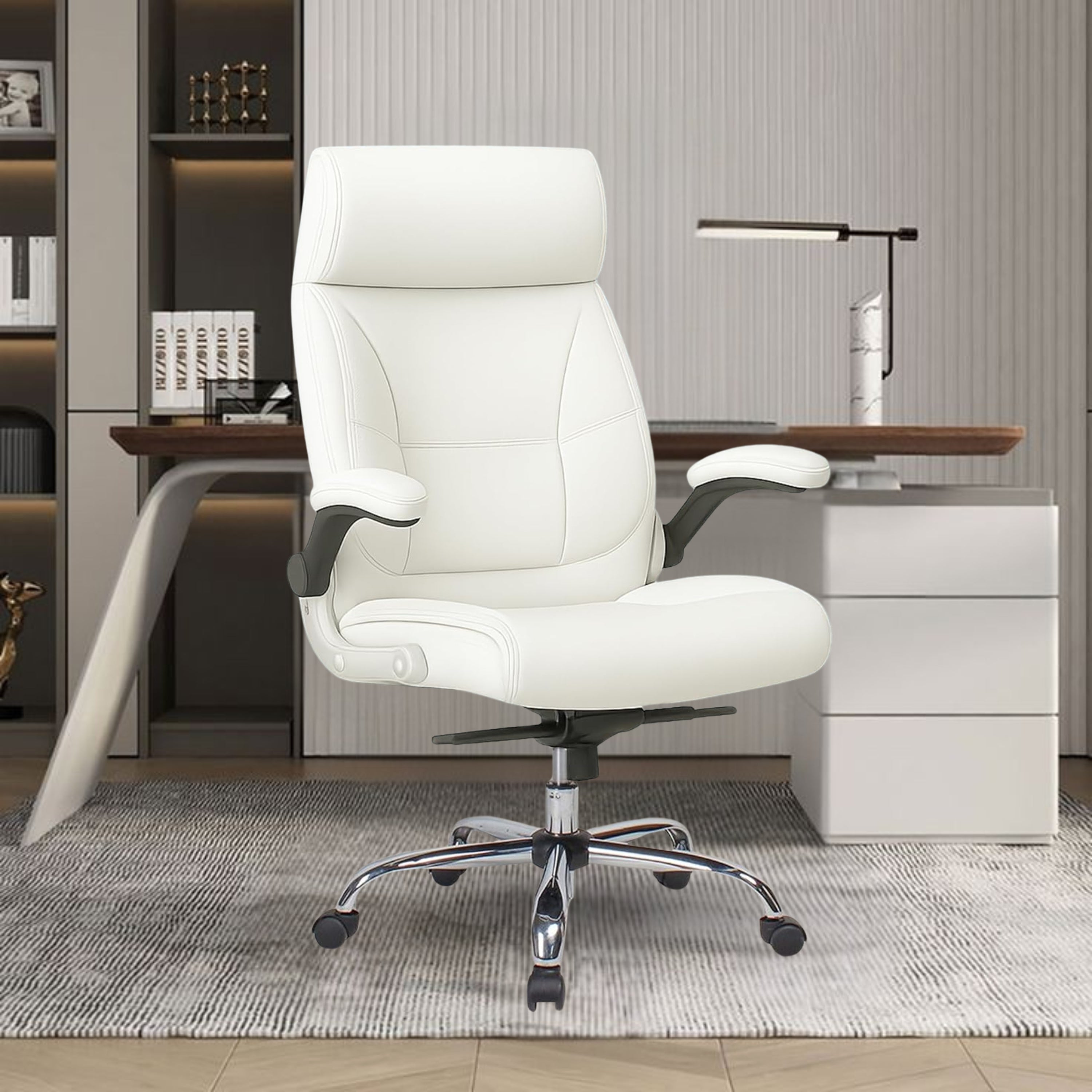 High Back Director Office Chair Ergonomic Leatherette Executive Chair with Adjustable Armrests, Comfortable Revolving Desk Chair for Office