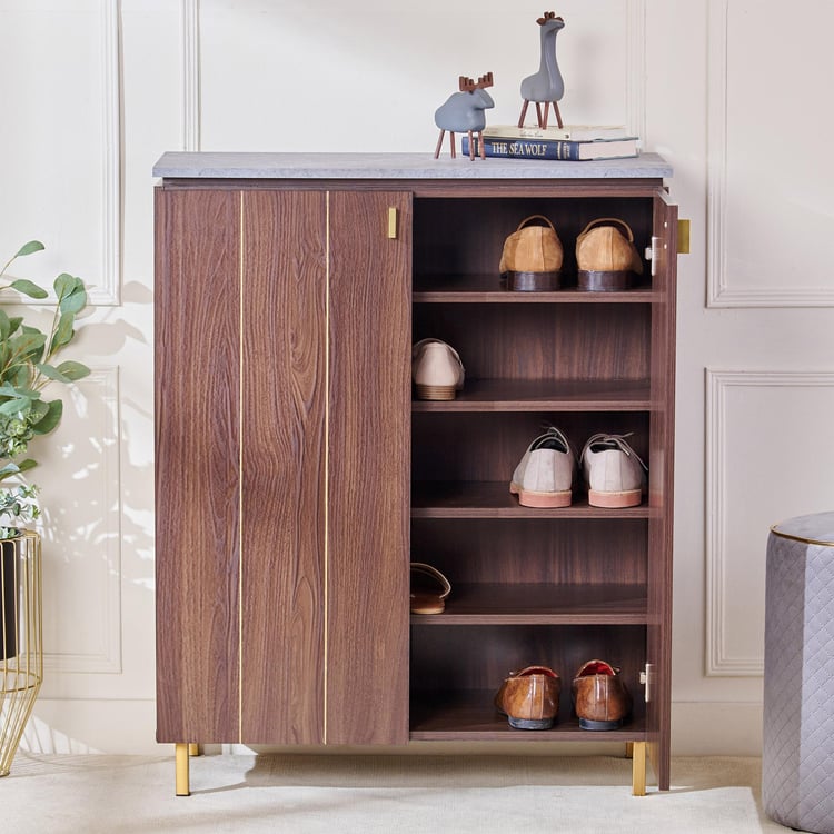 Wooden Shoes Storage Cabinet with Wooden Shelves, Soft-Close Hinges and Modern Style