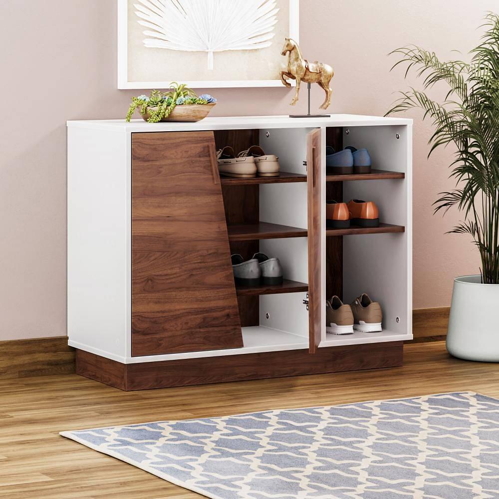 Wooden Shoes Storage Cabinet with Premium Shelves, Compact Minimalist with Top Build Quality