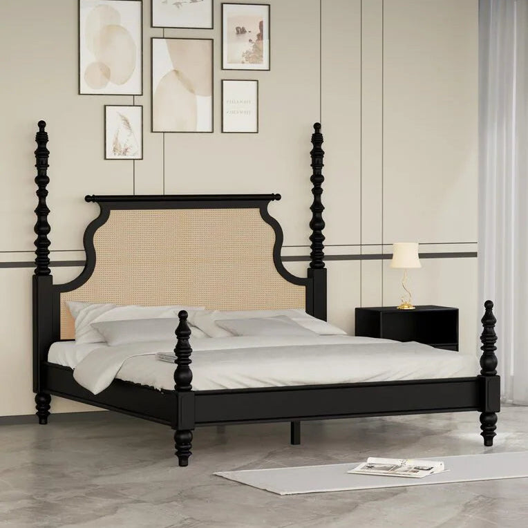 Poster Bed in Premium Sheesham Wood – Handcrafted Elegance in Rich Walnut Polish