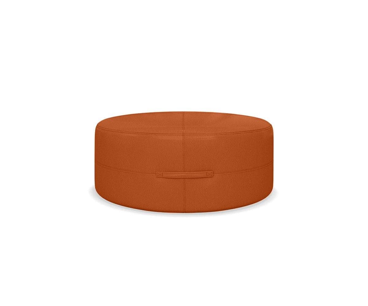 Round Ottoman For Home Furniture Upholstery Pu Leatherette, Comfortable Seating Multi-Functional for Living Room - Brown