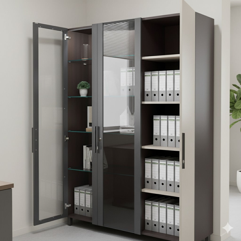 Office Cabinet with Premium File Storage and Modern Design Look, and High Durability with Glass Doors