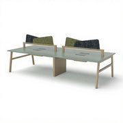 Modern Linear Workstations 4-Person Collaborative Workstation with Privacy Panels
