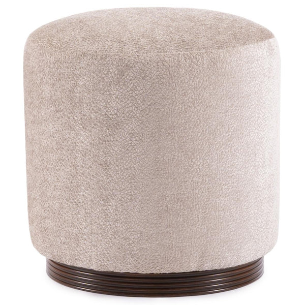 Ottoman for Home Furniture with Round Shape Upholstered Fabric, wood base Perfect for your Living Room
