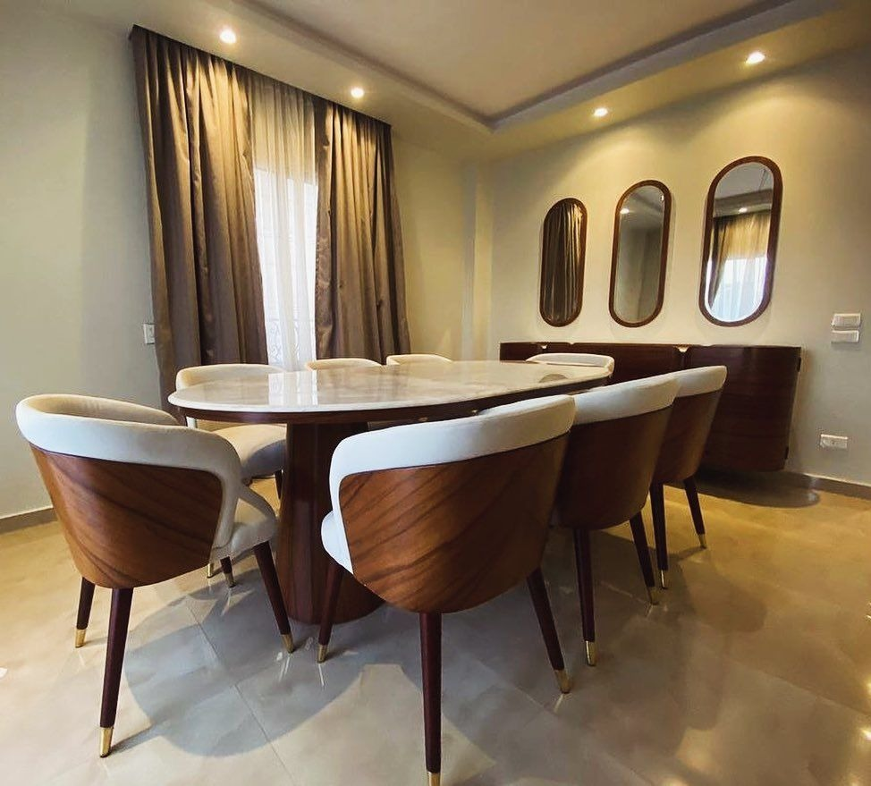 Italian Design Dining Table and Chair Set of 8 & 1 Dining Bench &Upholstered Chairs with Luxury and Premium
