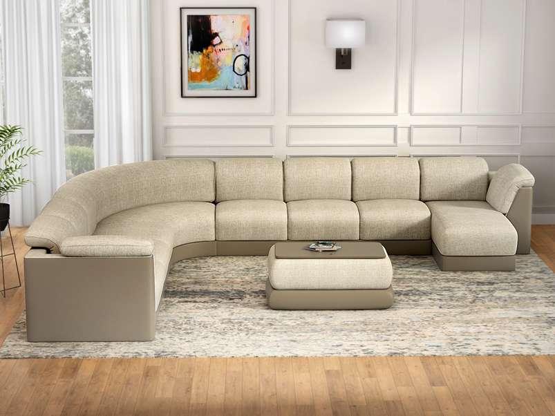 5 Seater Sofa For Home and Furniture & Upholstery Fabric, Modern and Durable Design for Living Room – Light Beige