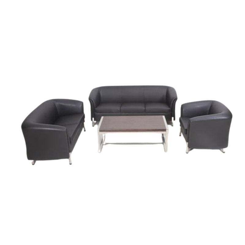 Three Seater Sofa in Leatherette Upholstery with Metal Leg