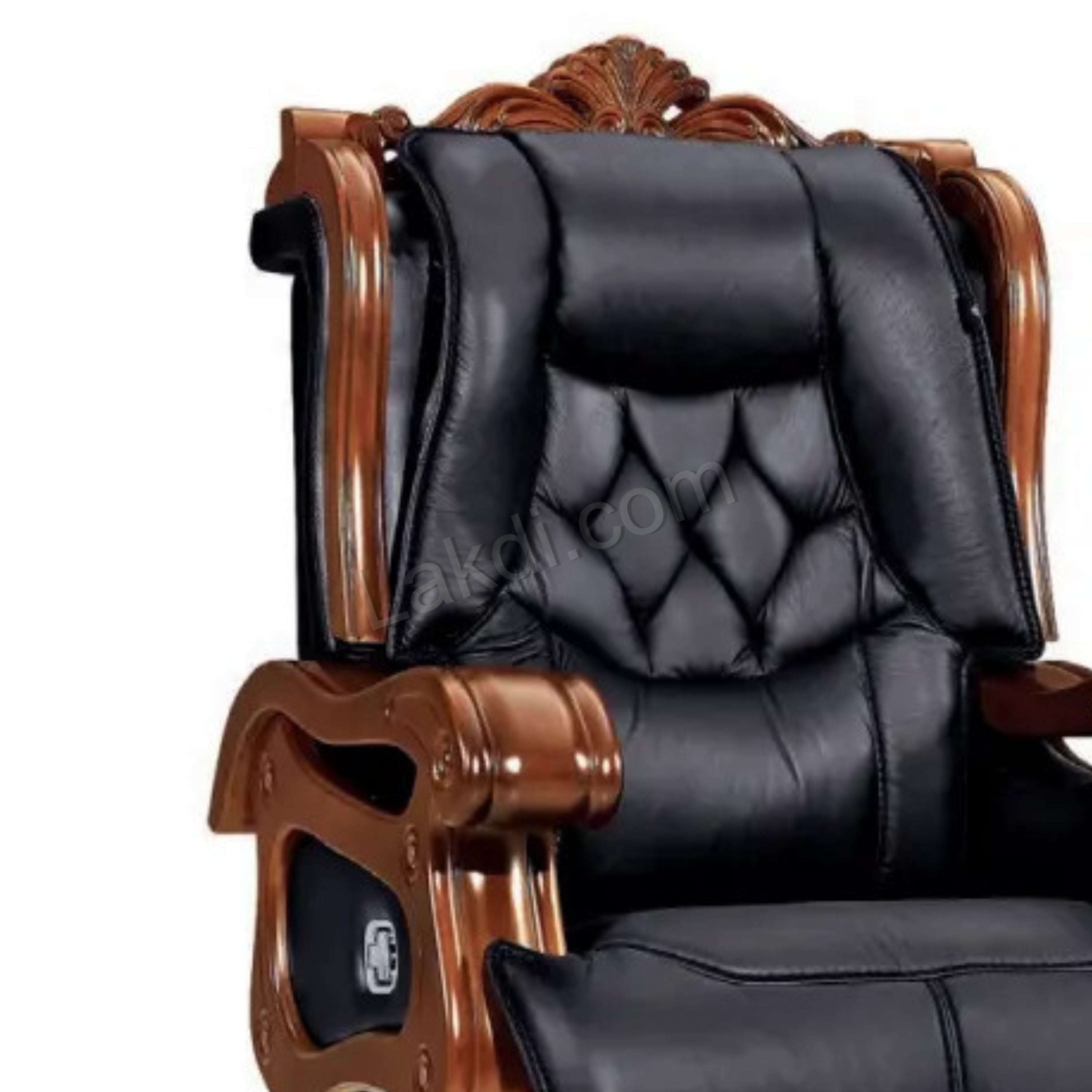 Director Chair for office Royal Design Made in Solid wood with Handcrafted & Leatherette & Recliner & Height Adjustable and Revolving Chair