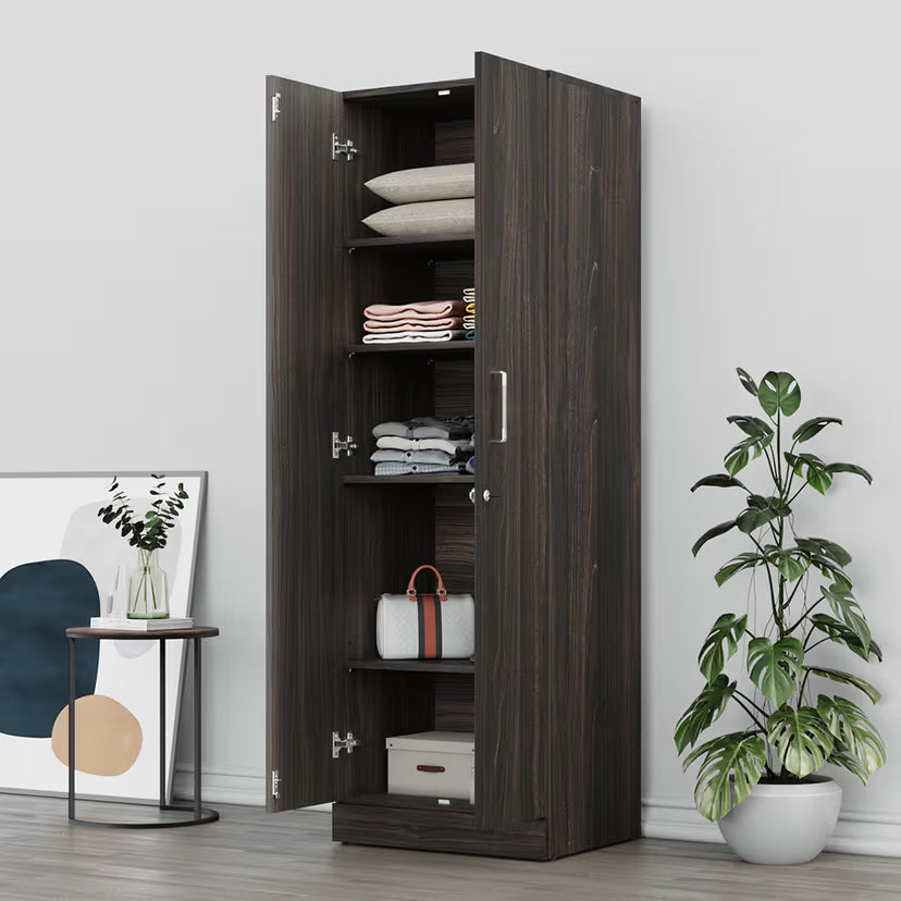 2 Door Wooden Wardrobe with One Sliding Shelf & Modern Design with Durable and Shelf Units