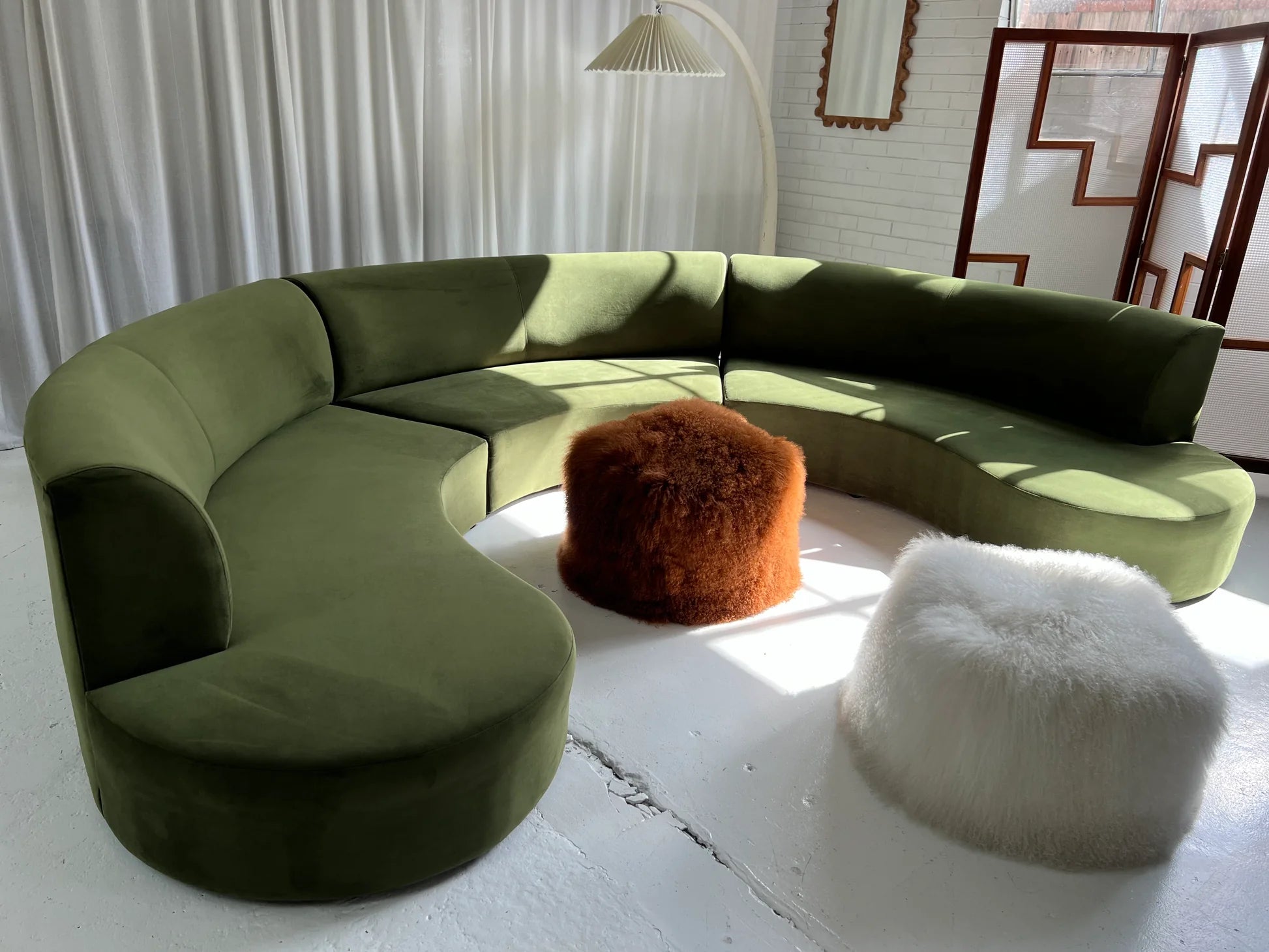 C Shape Office Sofa for Office Environment with premium Velvet Upholstery and comfortable Seating.