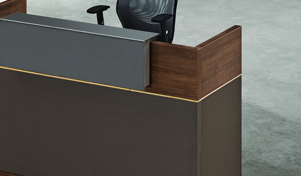 Reception Table C shaped high front panel with MDF wood and laminate for lasting durability, natural feel and luxurious looks