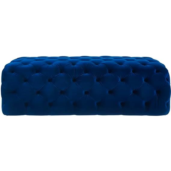 Ottoman for Living Room – Navy Blue Upholstery, High-Density Foam, Solid Wood Frame